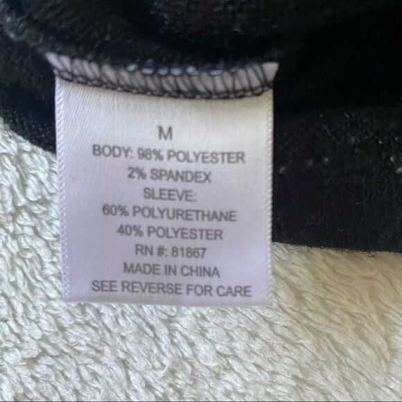 jj Basic Black Knit sweater with pleather sleeves size medium high low … - Picture 7 of 7